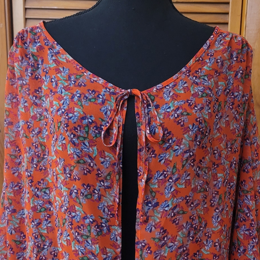 NWOT Old Navy Floral Open Cardigan Blouse Size Large - Picture 2 of 13